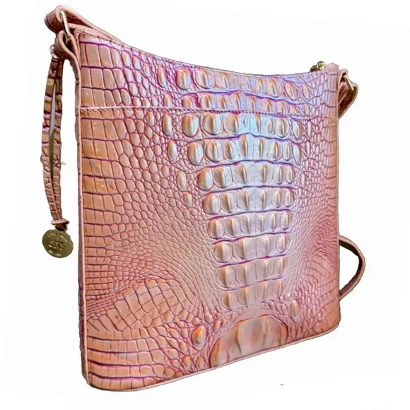 SOLD!! Brahmin Katie Melbourne Leather Crossbody Bag In Apricot Rose w/COA - Picture 3 of 11